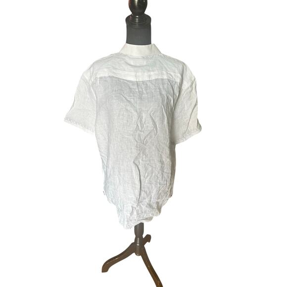 Amiani Men’s 100% Linen Short-Sleeve Button-Up Shirt | White XL - Picture 4 of 9